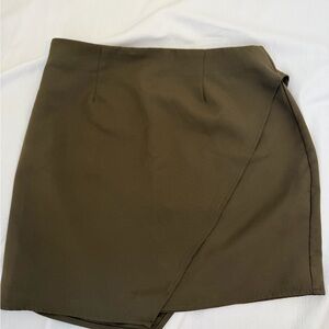 Tobi Olive Wrap-Front Mini Skirt